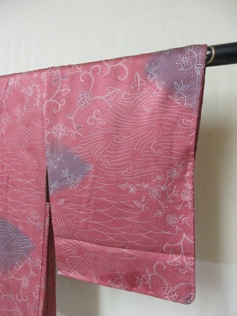 1 иен хорошая вещь натуральный шелк перо тканый японский костюм пальто .... градация . вода olientaru.. высококлассный . длина 76cm.64cm[ сон работа ]***