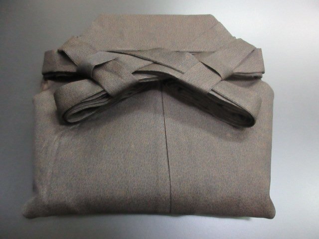 1 jpy superior article silk lamp with a paper shade hakama for man tea color . what ... antique Japanese clothes type . cord under 82cm high class [ dream job ]***