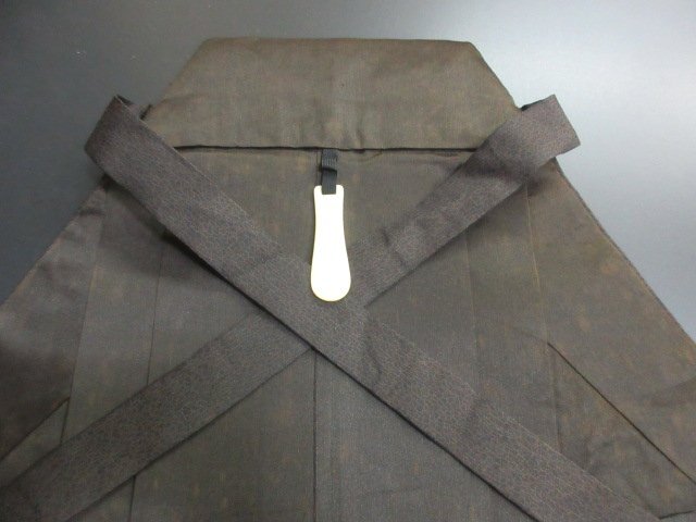 1 jpy superior article silk lamp with a paper shade hakama for man tea color . what ... antique Japanese clothes type . cord under 82cm high class [ dream job ]***