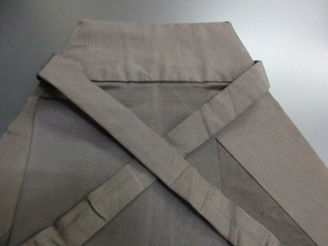 1円 良品 正絹 行灯袴 男性用 アンティーク 茶色 縞 式典 和装 和服 紐下82cm 高級【夢職】★★★_画像2