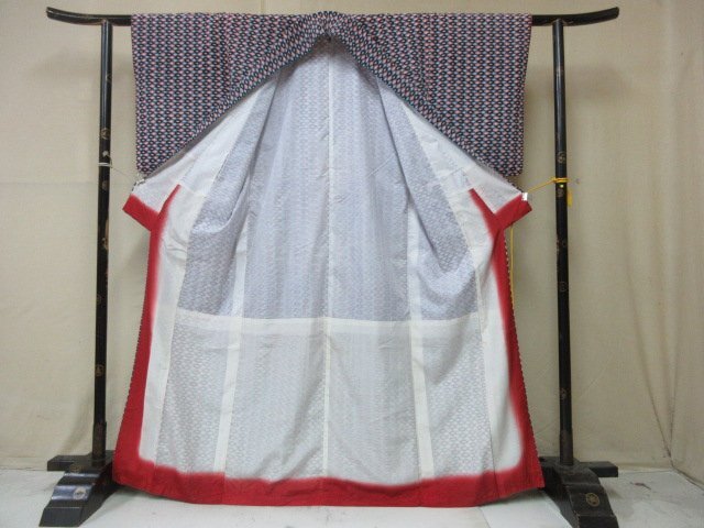 1 иен хорошая вещь натуральный шелк кимоно мелкий рисунок .. японский костюм японская одежда античный черепаха . симпатичный модный высококлассный . длина 157cm.64cm[ сон работа ]***