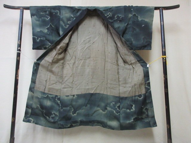 1 jpy superior article silk long kimono-like garment for man Japanese clothes Japanese clothes antique Taisho romance . bird high class . good-looking . length 129cm.67cm[ dream job ]***