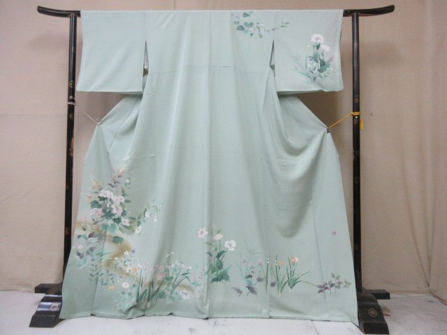 1 jpy superior article silk kimono visit wear .. type . Japanese clothes author thing .. branch flower floral print lovely high class . length 160cm.67cm * excellent article *[ dream job ]****