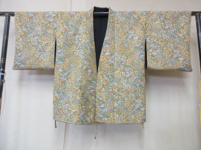 1 jpy superior article .. door garment Japanese clothes coat olientaru.. flower Tang .. flower floral print stylish high class . length 83cm.68cm[ dream job ]***