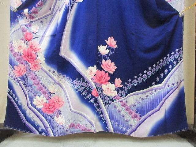 1 jpy superior article silk kimono long-sleeved kimono .. type . Japanese clothes elegant ..olientaru.. high class . length 146cm.63cm * excellent article *[ dream job ]****