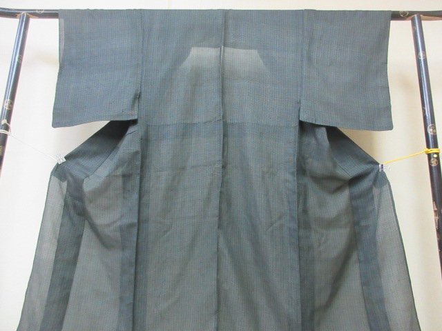 1円 中古 正絹 長着 着物 紗 夏物 男性用 和装 和服 アンティーク 格子 幾何学 抽象 単衣 身丈133cm 裄62cm ◆逸品◆【夢職】★★★★_画像4