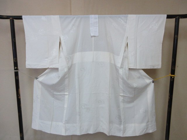 1 иен хорошая вещь натуральный шелк длинное нижнее кимоно .. тип . японский костюм японская одежда персик цвет градация нить шт симпатичный модный . длина 117cm.65cm[ сон работа ]***