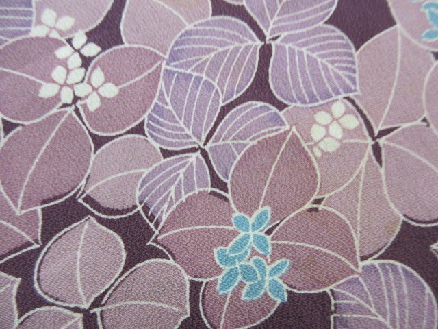 1 jpy superior article silk kimono fine pattern .. Japanese clothes Japanese clothes purple small flower floral print lovely stylish high class . length 146cm.64cm[ dream job ]***
