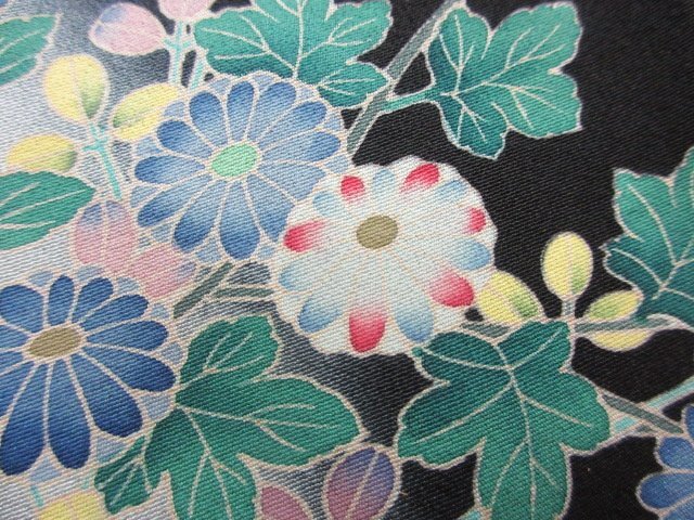 1 jpy superior article silk kimono tomesode .. type . Japanese clothes Japanese clothes ratio wing attaching author thing .. flower .. bird floral print four season flower high class . length 156cm.65cm[ dream job ]***