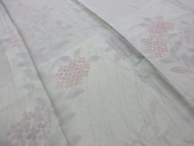 1 jpy superior article silk kimono visit wear two -ply . summer thing type . Japanese clothes Japanese clothes purple . flower floral print branch leaf high class single . length 155cm.68cm * excellent article *[ dream job ]****