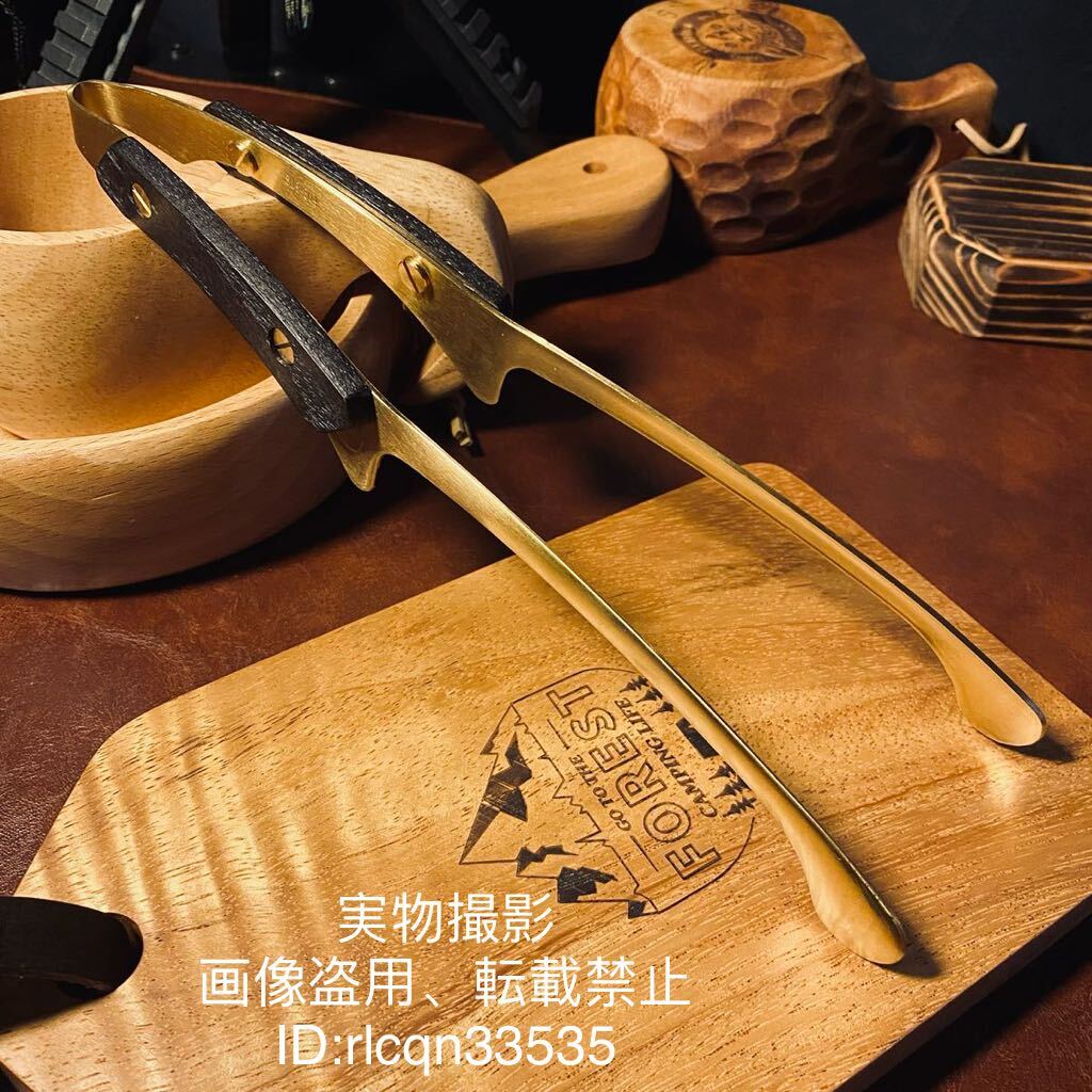  camp made of stainless steel Gold kitchen tongs silicon wooden insulation steering wheel cooking tongs yakiniku cookware tongs barbecue outdoor 