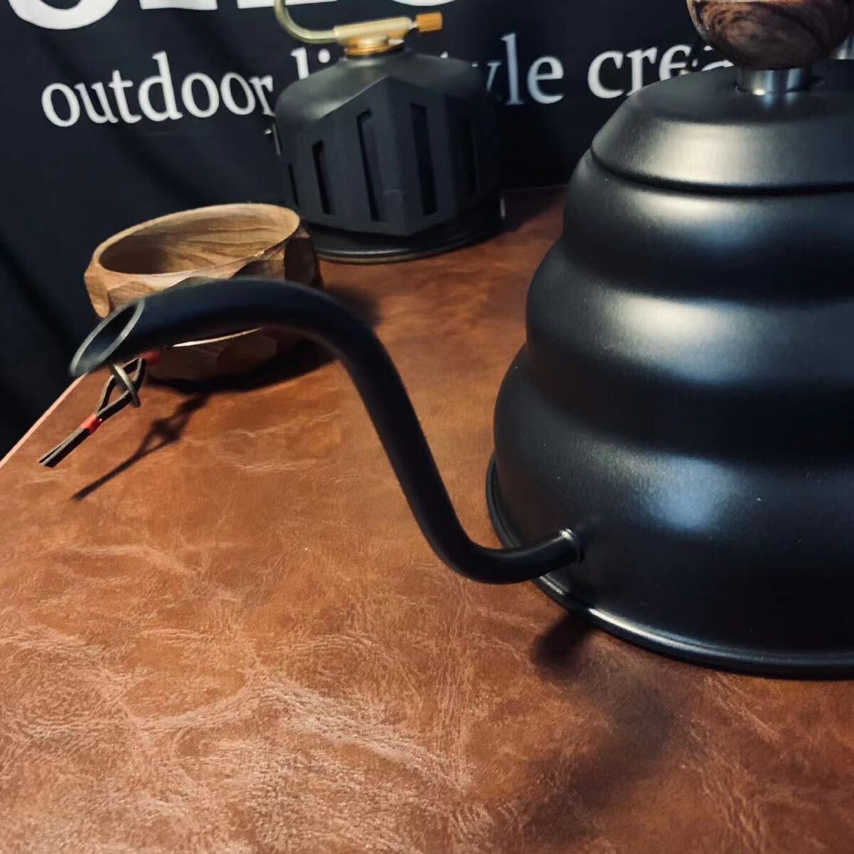 超高品質 ステンレス製 細口 コーヒーポット 頑丈 キャンプ用 1000ml アウトドア 450g 28×14×15cm_画像4