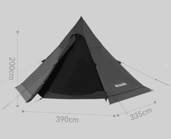 キャンプ用 超高品質 ブラック ピラミッドテント ワンポールテント タープ 3-4人用 軽量 5.6㎏ 150D UPF50+設営簡単 キャンプ アウトドア の画像8