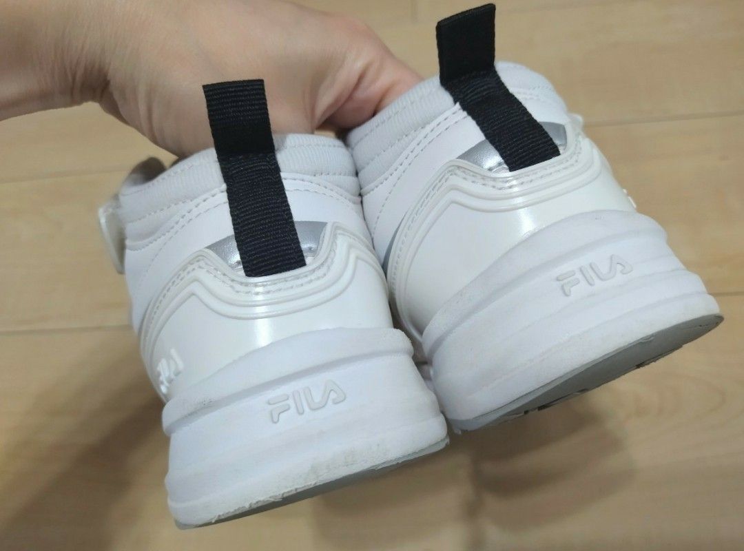 【美品】★FILA★フィラハイカット白スニーカー/ランニングシューズ/運動靴/ホワイト/21cm/キッズ/子供