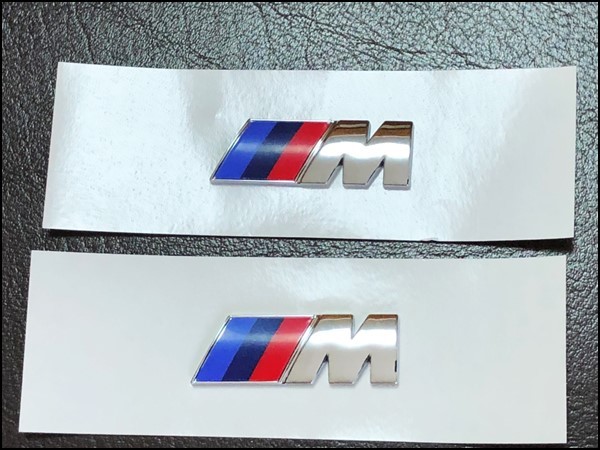 ★即納 BMW Mエンブレム 2個 15×45×3mm メタリックシルバー サイド Mスポーツ M Sports 艶あり_画像2