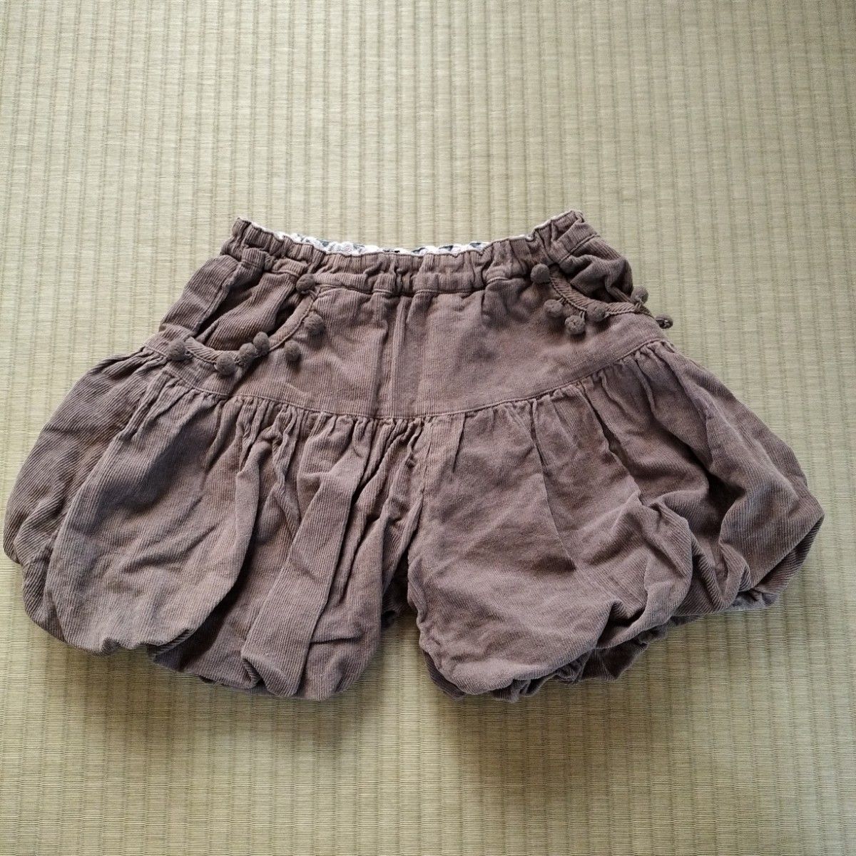 女の子 キュロット140 子供服 キッズ ショートパンツ コーデュロイ バルーン型