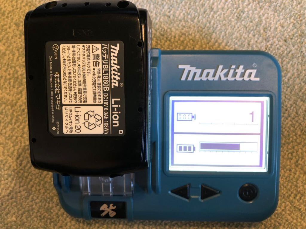 makita マキタ 純正 18V 6.0Ah リチウムイオンバッテリー BL1860B 雪マーク 2個セット　充電回数格1回と1回　③_画像5