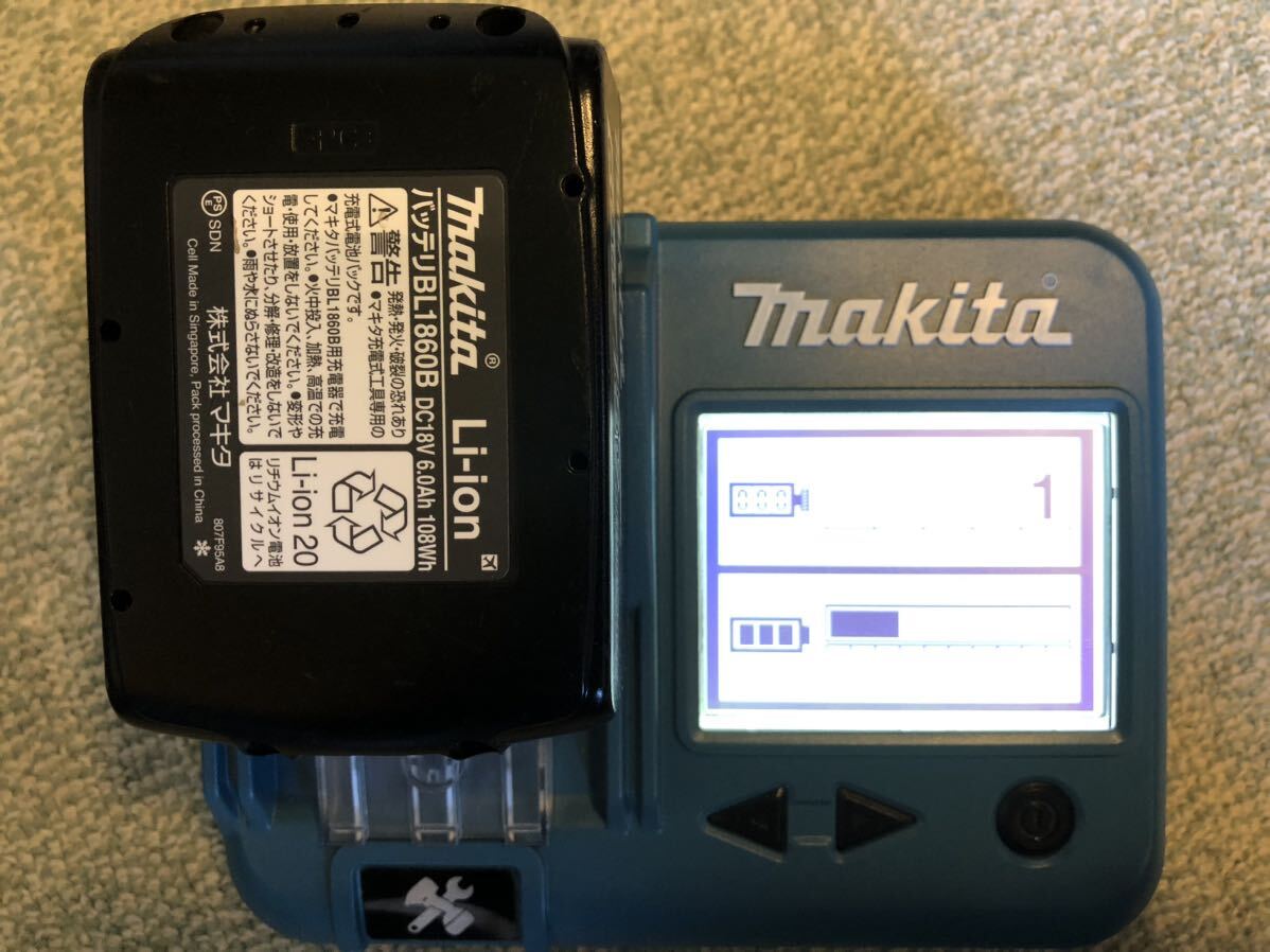 makita マキタ 純正 18V 6.0Ah リチウムイオンバッテリー BL1860B 雪マーク 2個セット　充電回数格1回と1回　①_画像6