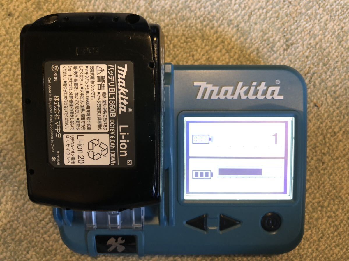 makita マキタ 純正 18V 6.0Ah リチウムイオンバッテリー BL1860B 雪マーク 2個セット　充電回数格1回と1回　②_画像6