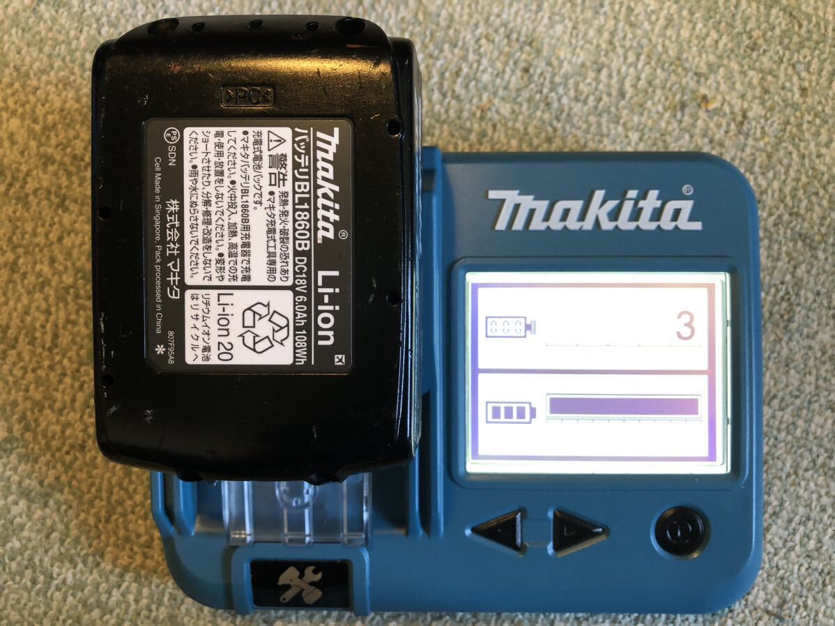 makita マキタ 純正 18V 6.0Ah リチウムイオンバッテリー BL1860B 2個セット　充電回数格3回と3回 ④_画像5