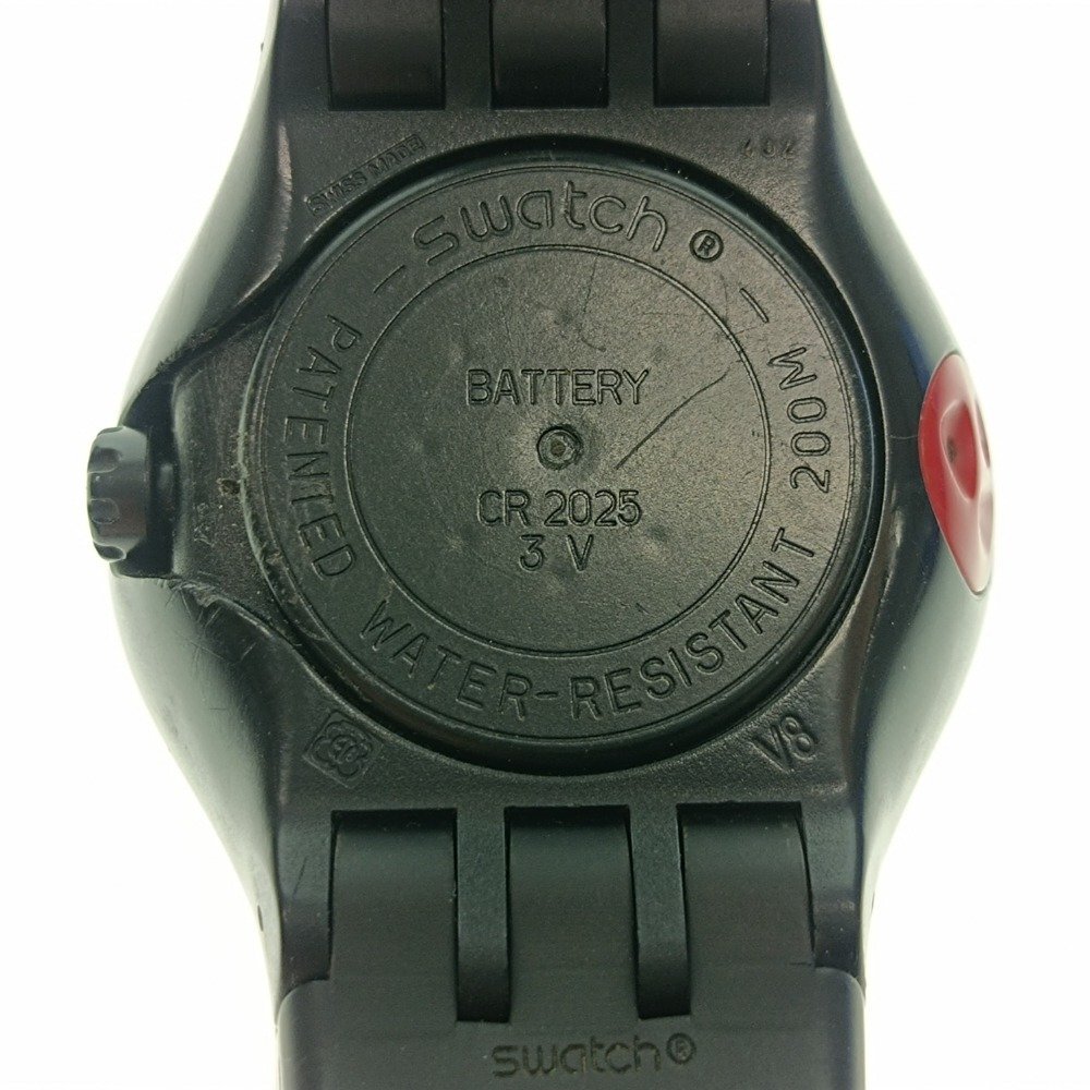稼働 swatch スウォッチ Fun Scuba ファンスキューバ ブラック ダイバーズ 200m 防水 クオーツ メンズ ファッション 腕時計 中古_画像8