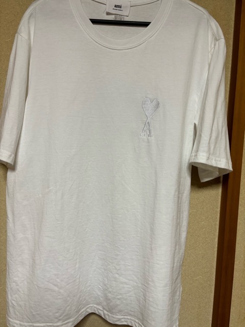 AMI ビッグハート　半袖Tシャツ ホワイト　L　刺繍ロゴ　ユニセックス【並行輸入品】_画像1