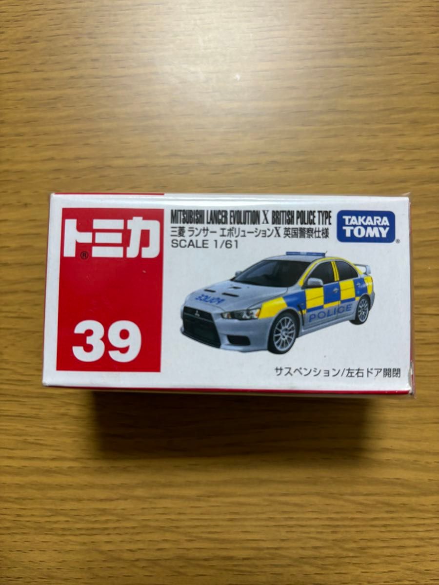 No.39 三菱 ランサーエボリューション X イギリス警察仕様 （箱）（ 1/61スケール トミカ 333494）