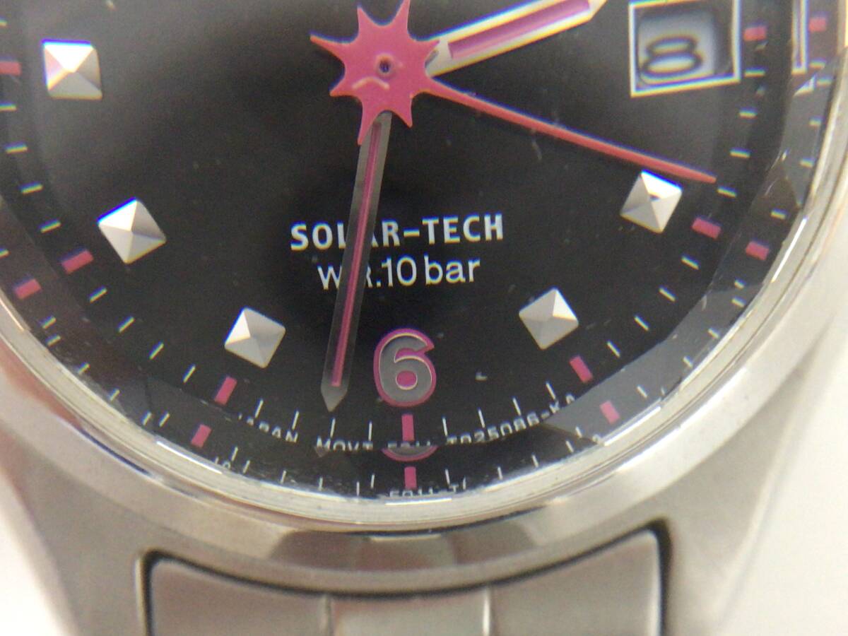 3557■REGUNO chouchou レグノシュシュ ソーラー腕時計 SOLAR TECH E011-T016260 W.R.10ber 稼働 ※2秒ずつ動きます。の画像7