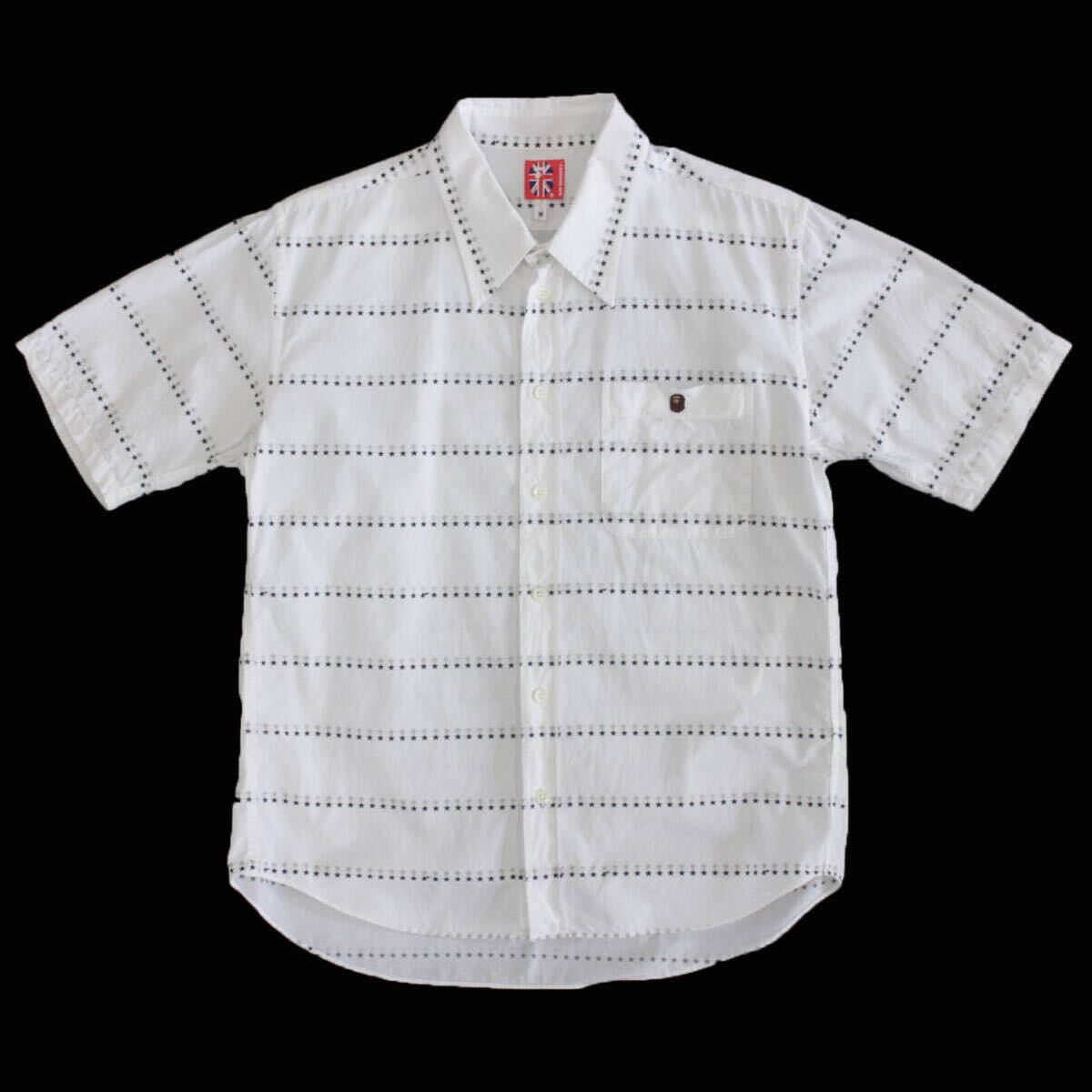 the first period A BATHING APE A Bathing Ape short sleeves shirt star pattern border white M made in Japan 