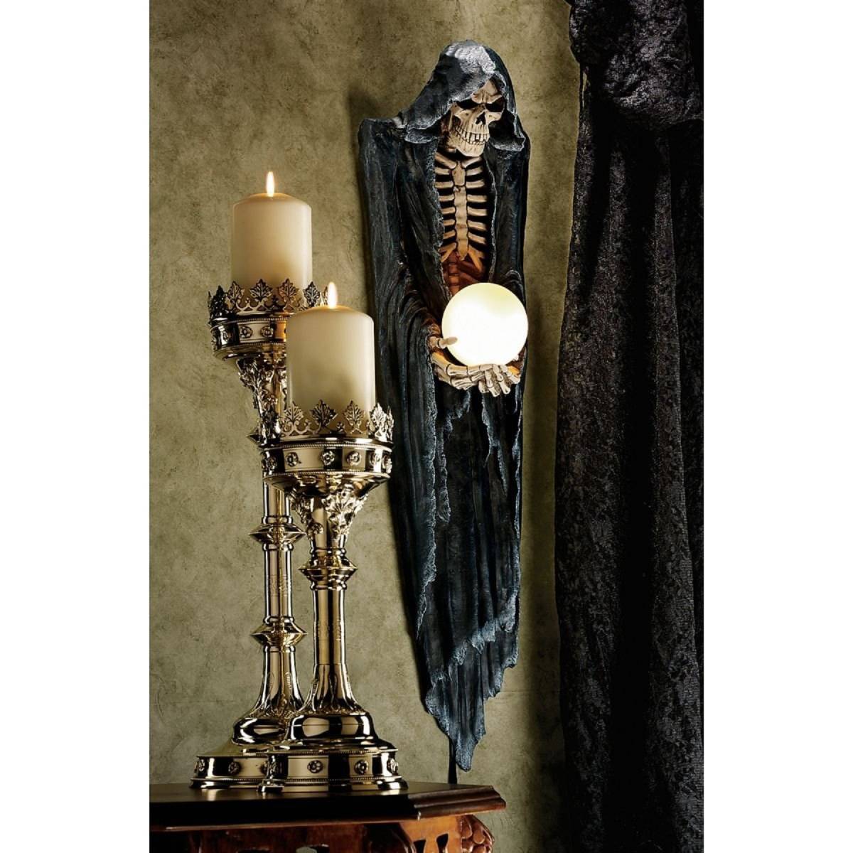 死神の壁掛けライト ランプスカル骸骨置物雑貨ゴシック飾りインテリアスカル骸骨オカルト洋風オブジェ壁飾り装飾デス照明グリムリーパー