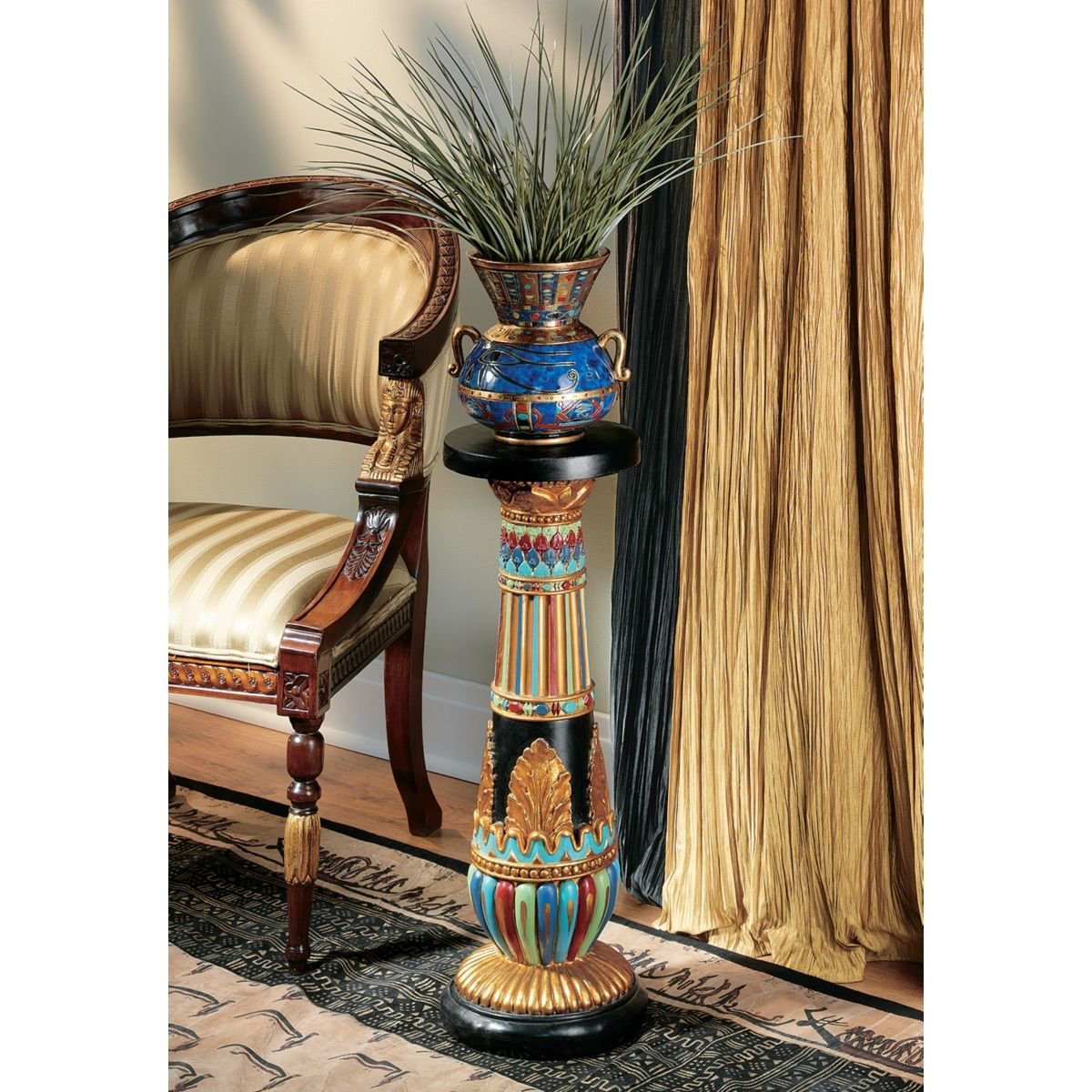 古代エジプト装飾の柱　インテリア置物コラム花台家具装飾品飾り個性的デザインオブジェ特殊意匠ホームアクセント小物置物ホームデコ