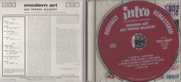 CD　★Art Pepper Quartet Modern Art　国内盤　(Intro Records (3) TOCJ-6807)　_画像2