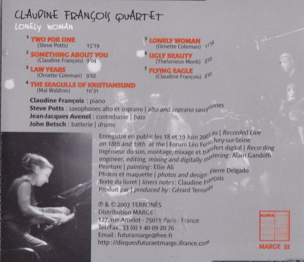 CD　★Claudine Franois Quartet Lonely Woman　輸入盤　(Marge MARGE 32)_画像2