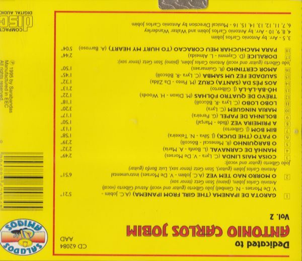 CD　★Various Dedicated To Antonio Carlos Jobim Vol. 2　輸入盤　(Saludos Amigos CD 62084)_画像3