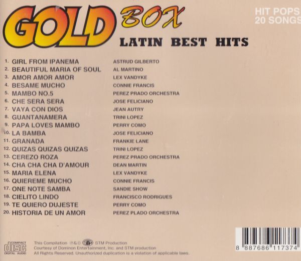 CD　★Gold Box Latin Best Hits　輸入盤　(SG-008)　_画像3