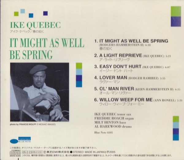 CD　★Ike Quebec It Might As Well Be Spring　国内盤　(Blue Note TOCJ-6485)　_画像3