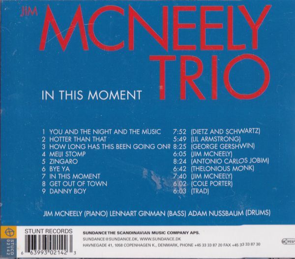 CD　★Jim McNeely Trio In This Moment　輸入盤　(Stunt Records STUCD 02142)　_画像2