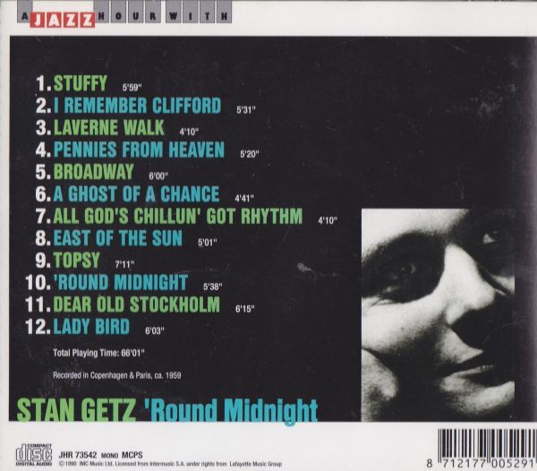 CD　★Stan Getz 'Round Midnight　輸入盤　(Jazz Hour JHR 73542)_画像3