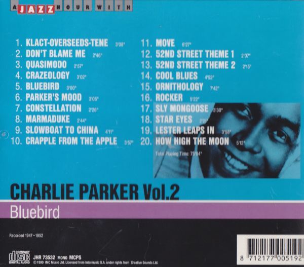 CD　★Charlie Parker Bluebird　輸入盤　(Jazz Hour JHR 73532)_画像3