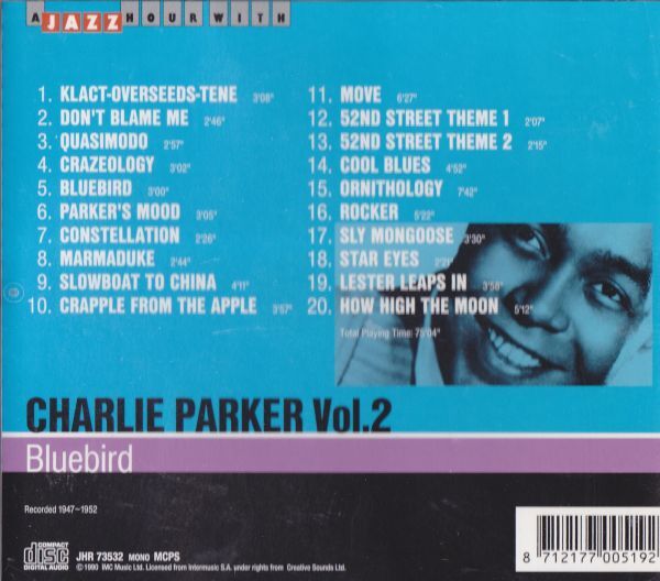 CD　★Charlie Parker Vol.2 Bluebird　輸入盤　 (Jazz Hour JHR 73532)　_画像3