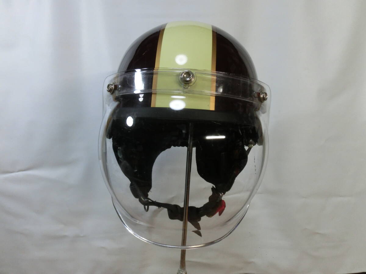 ● LEAD セミジェット ヘルメット 円形シールド/耳宛付 57-60cm CROSS CR-760 チョイビンテージ 美品 ●_画像2