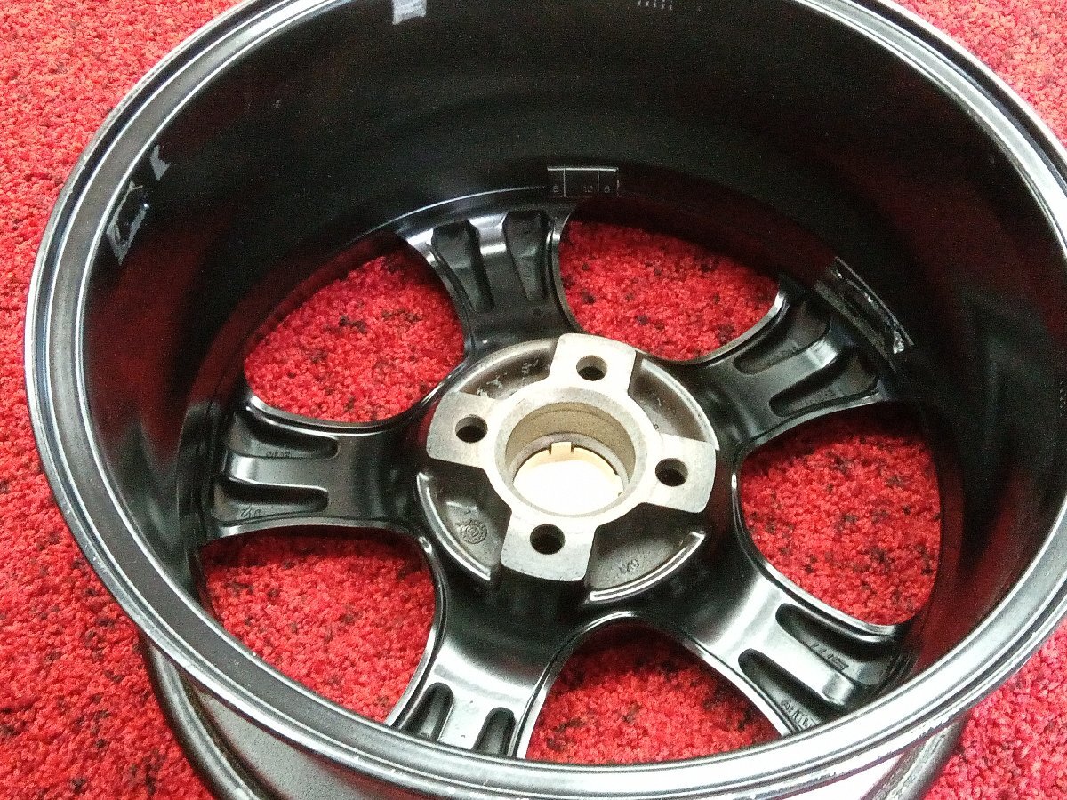 ★中古品★ATS製？ 16インチアルミホイール 4本セット 16×7J +35 100-4H 自家塗装 ブラック 社外ホイール【他商品と同梱歓迎】_画像10