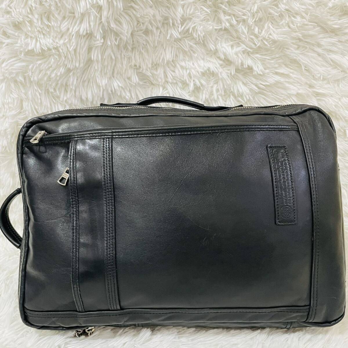 1 jpy [ beautiful goods ] master-piece briefcase rucksack 2way all leather original leather black black high capacity pocket great number A4 possible 