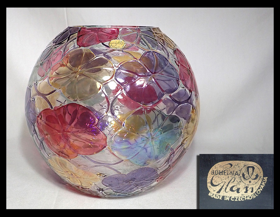 [ sea .]BOHEMIAbohe mia flower base multicolor flower pattern glass vase flower vase flower go in box attaching 