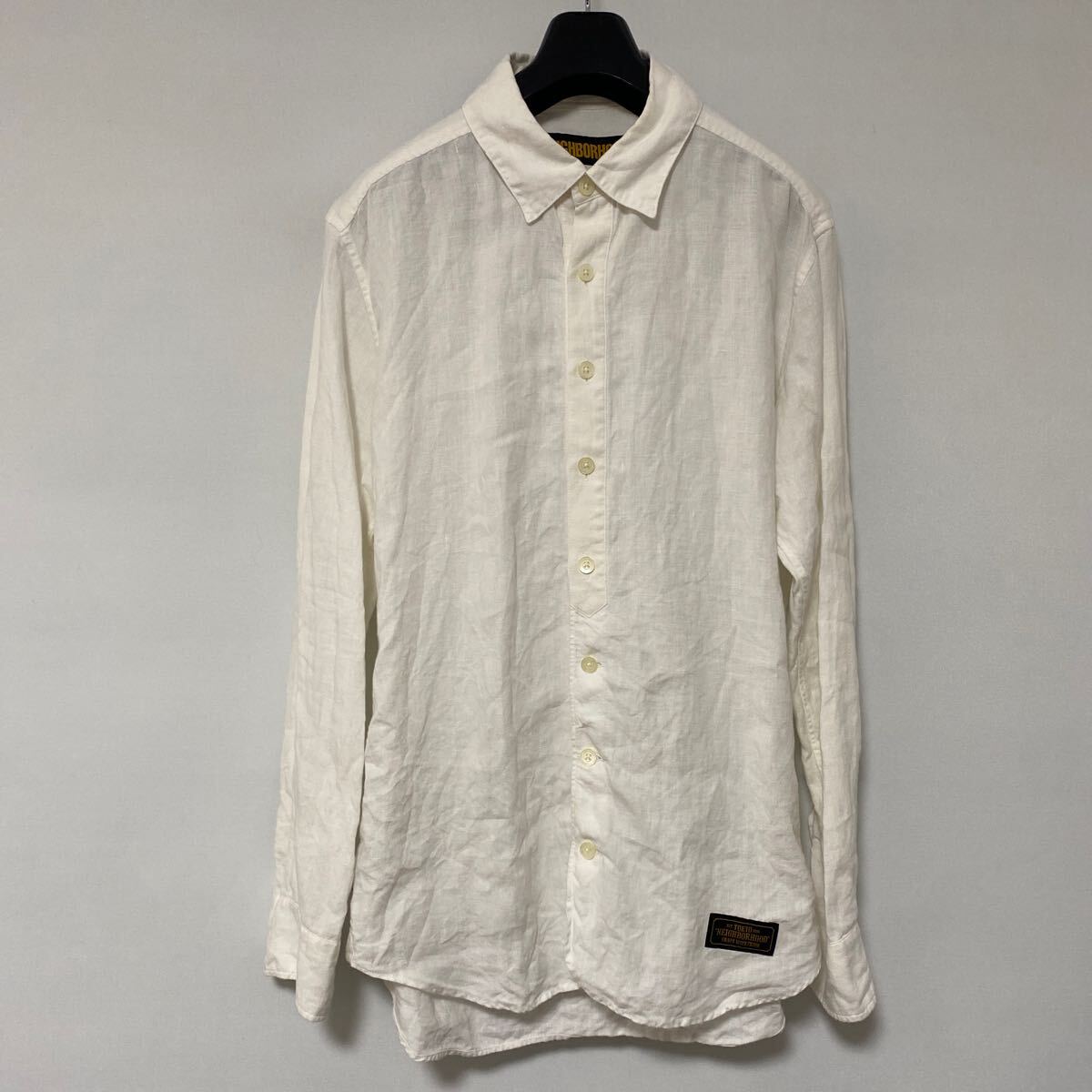 美品 18 ss neighbor hood WHITE / L - SHIRT M リネン 麻 ホワイト シャツ ネイバーフッド_画像1