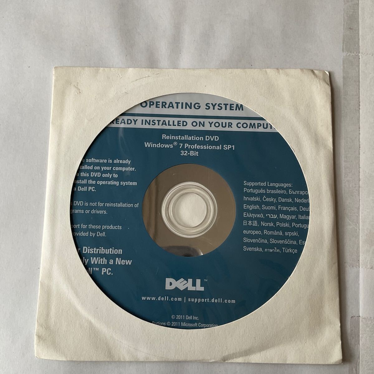◎(506-7) 未開封 DELL Windows 7 Professional 32bit SP1 インストール DVD リカバリー ディスク_画像1