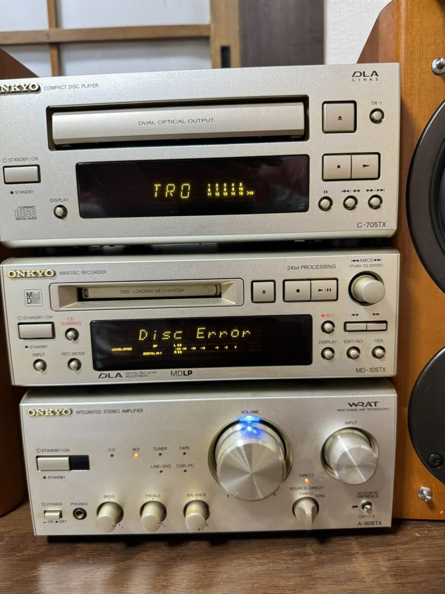 【現状品】ONKYO システムコンポ A-905TX/MD-105TX/C-705TX/D-092TX 通電のみ確認_画像2