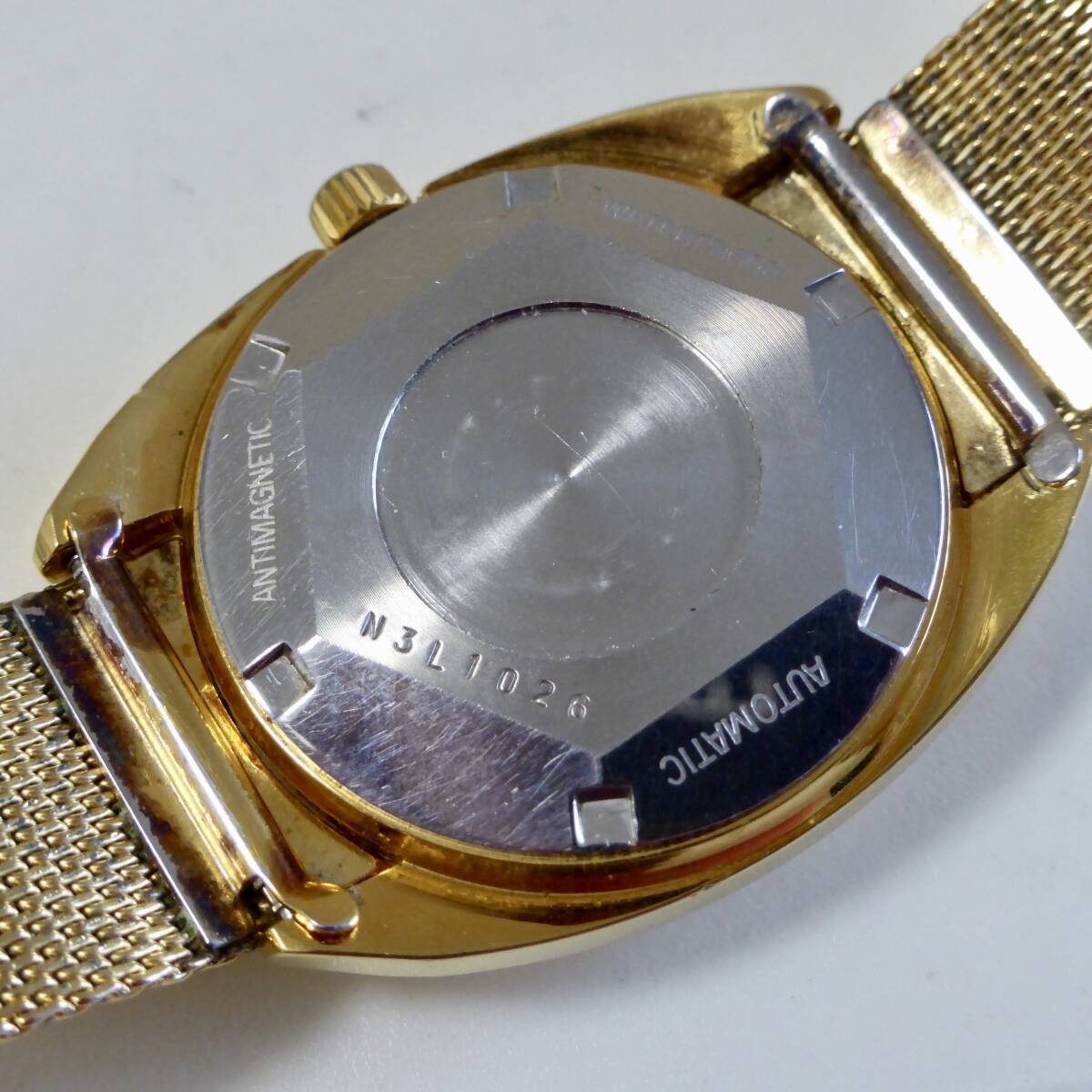 !TECHNOS Tecnos skylight Sky Light self-winding watch men's wristwatch Gold original breath attaching glass beautiful beautiful goods 