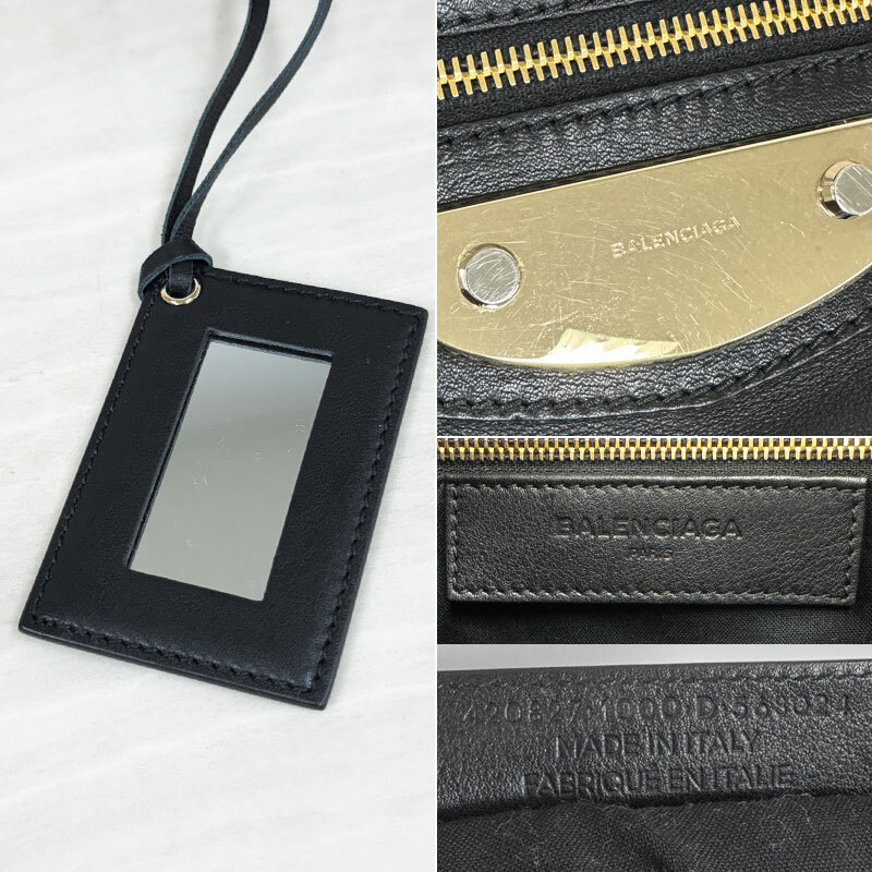 【T-22】中古　BALENCIAGA バレンシアガ　バックパック　420827　イタリア製　レザー　デイパック　リュック サック　黒　_画像6