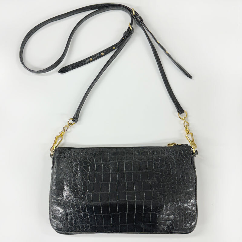 [T-11] used MIUMIU MiuMiu black ko type pushed . shoulder bag pochette pouch clutch bag 2way black 